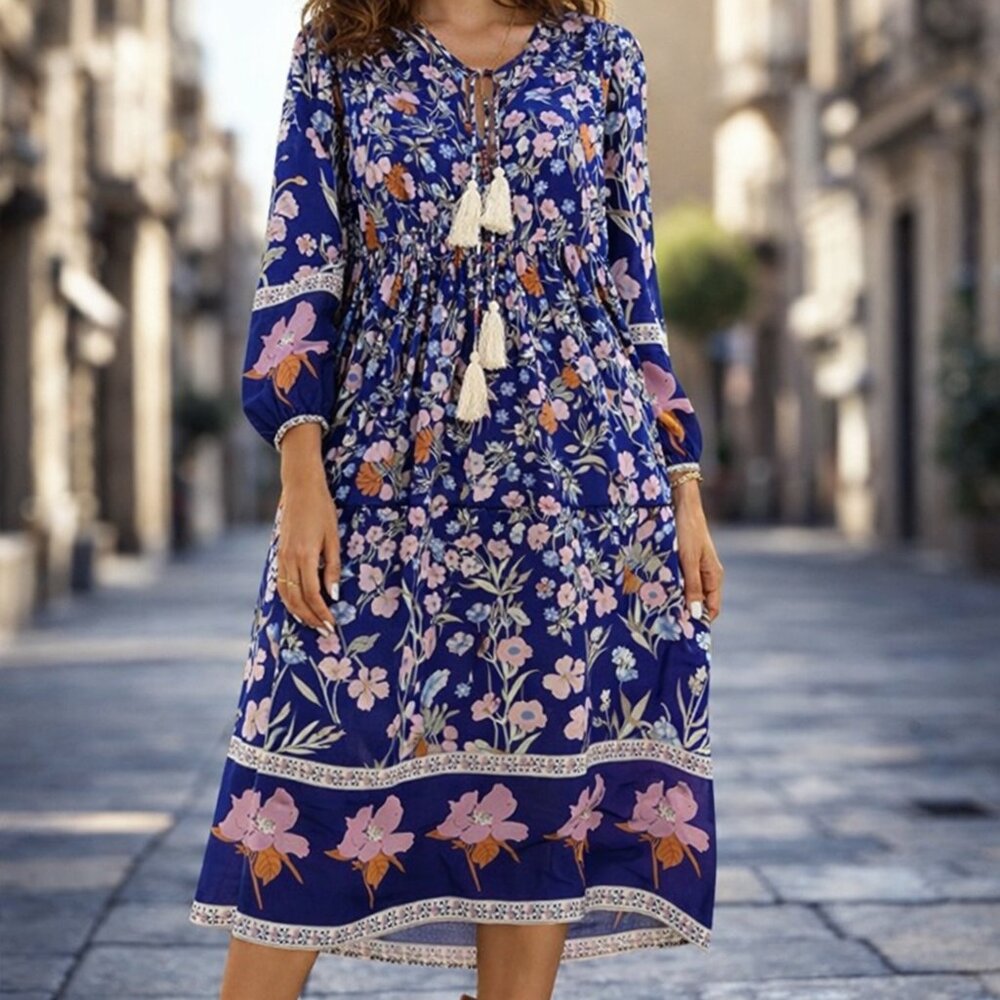 NWT Vintage Floral Garden French Country Style Cottagecore Boho Dress